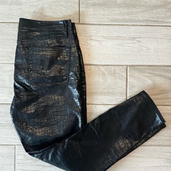 FRAME Le High Skinny Croc-Embossed Jeans Black Designer Size 30 - Picture 12 of 13